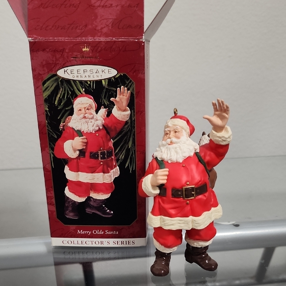 Hallmark Keepsake Vintage 1999 Merry Olde Santa Ornament - Red and White